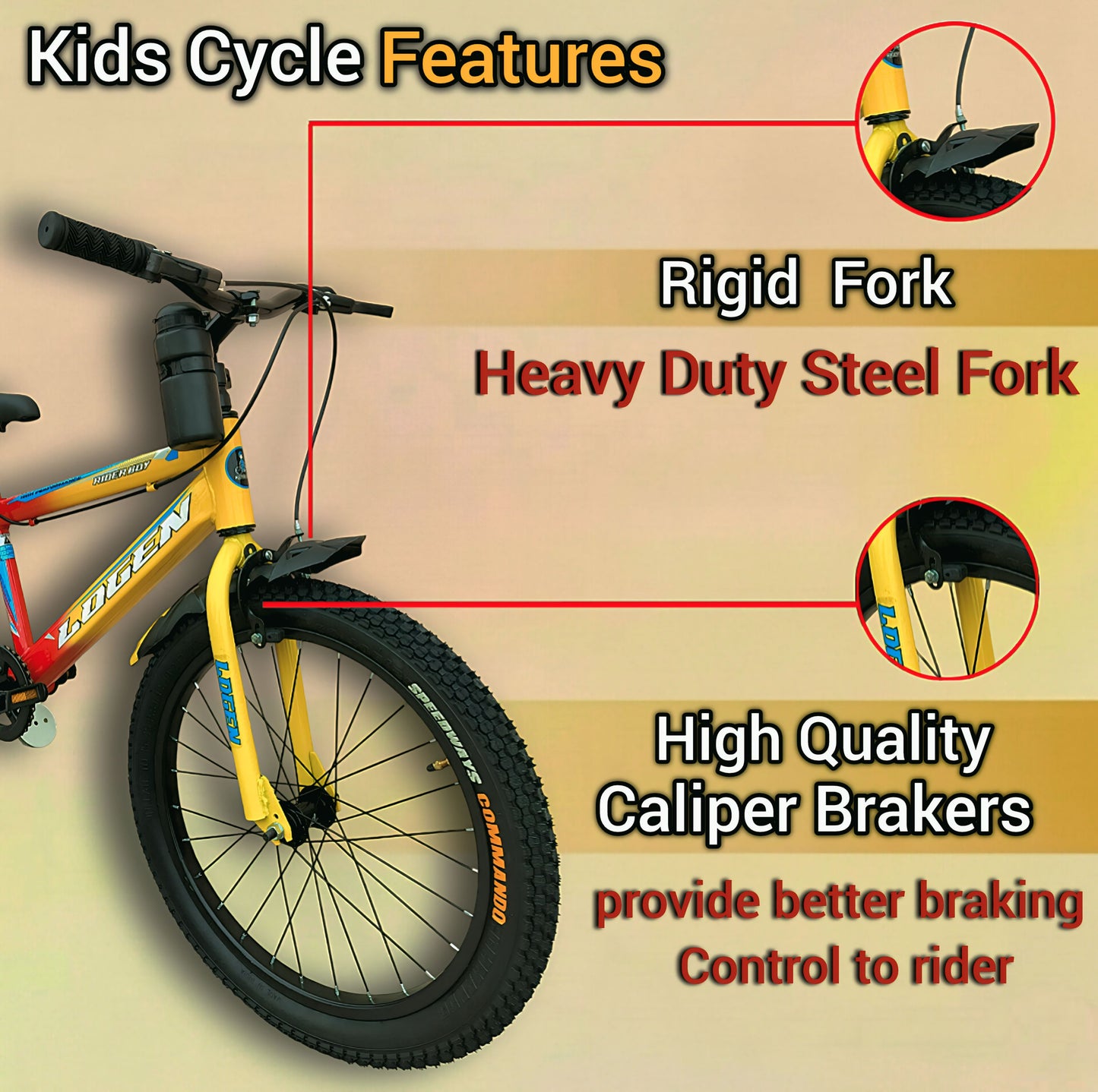 Logon Kids cycle with Inbuilt carrier 20 T (inch) Road Cycle  (Single Speed, Black Red, Rigid)