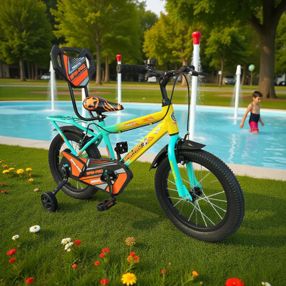 RIDERBOY 16T Cycle for Kids 3 to 7 Years - Bike for Boys and Girls - 85% Green, Orange Rigid