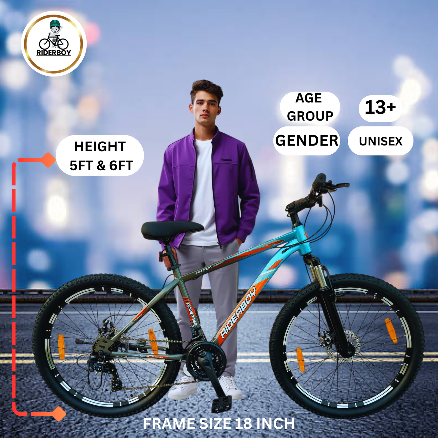 RIDERBOY PRO 21 Gear DUAL DISC /Hardtail 26 T (inch) Blue Grey