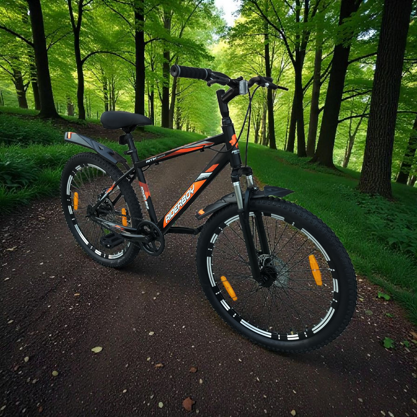 RIDERBOY MTB 26T With Front and Disc Mat Black 26 T (inch) Mountain Cycle (Single Speed, Green, Grey