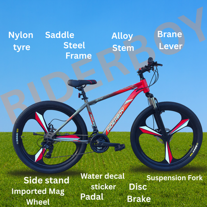 RIDERBOY 26 Inch Mountain Bike 21 Gear Mag Wheel 3/6-Spoke Wheels