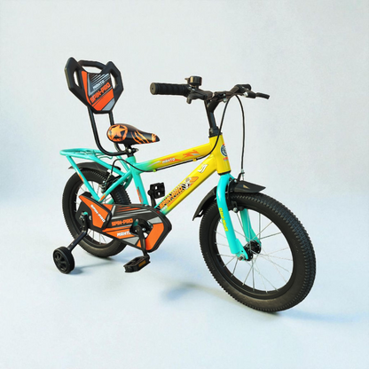 RIDERBOY 16T Cycle for Kids 3 to 7 Years - Bike for Boys and Girls - 85% Green, Orange Rigid