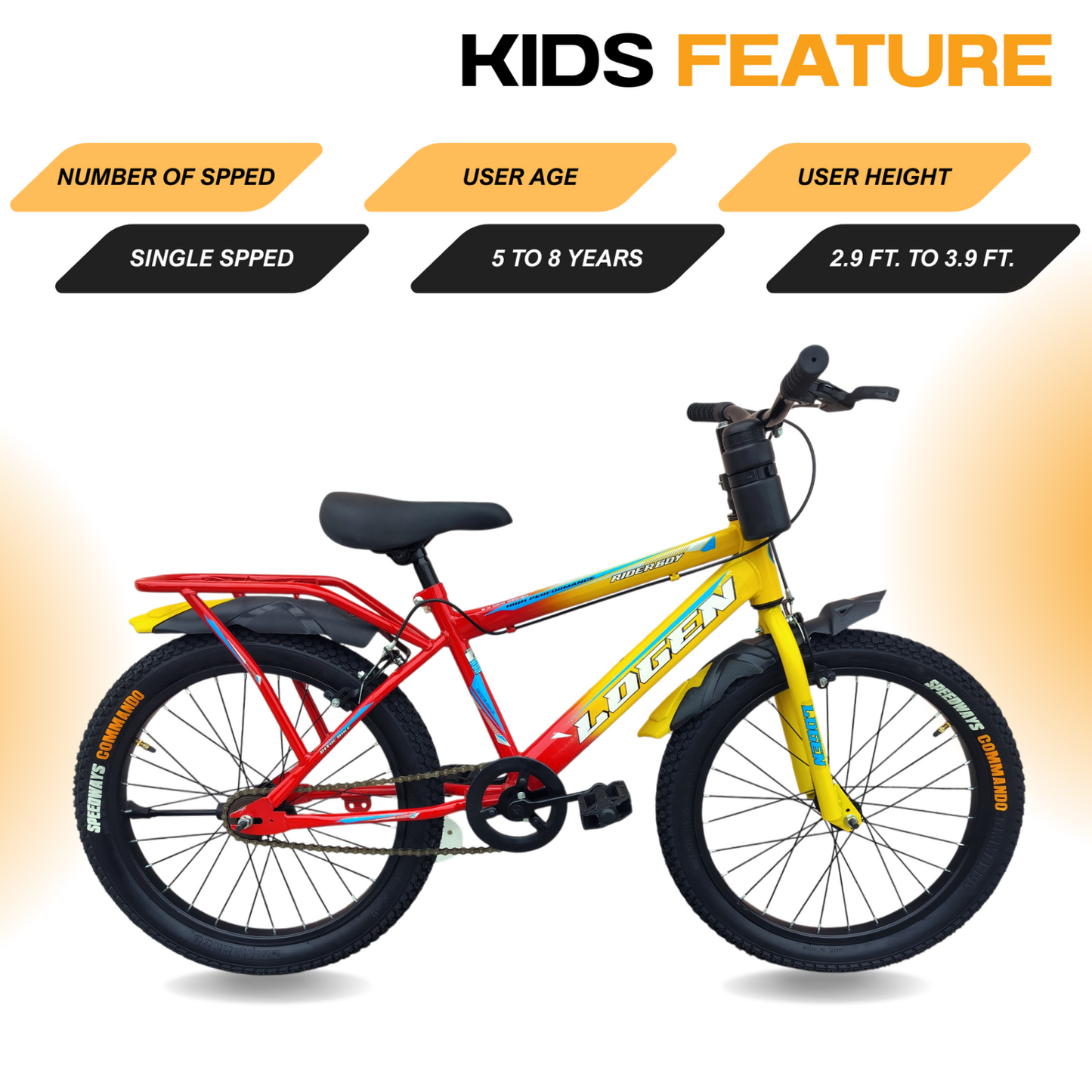 Logon Kids cycle with Inbuilt carrier 20 T (inch) Road Cycle  (Single Speed, Black Red, Rigid)