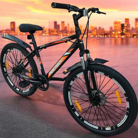 RIDERBOY MTB 26T With Front and Disc Mat Black 26 T (inch) Mountain Cycle (Single Speed, Green, Grey