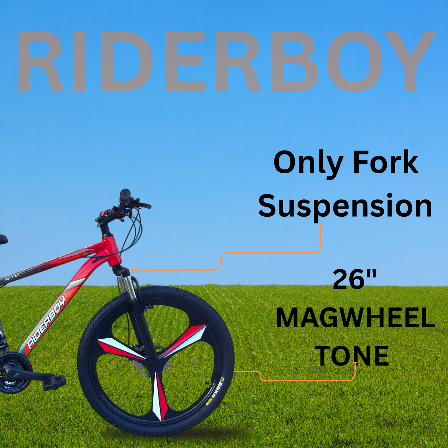 RIDERBOY 26 Inch Mountain Bike 21 Gear Mag Wheel 3/6-Spoke Wheels