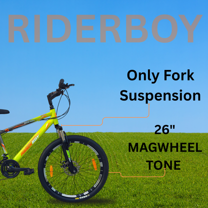RIDERBOY MTB PRO 21 SPEED DUAL DISC /Hardtail 26 T (inch) Mountain Cycle (21 Gear, Green Grey, Only Front Suspension)