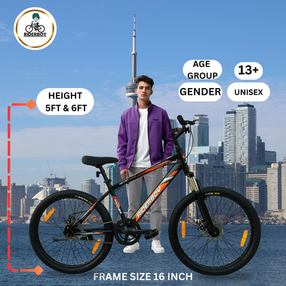 RIDERBOY 24T Bicycle Boys & Girls 24 T (inch) BMX Cycle  (Single Speed, Mat Black,