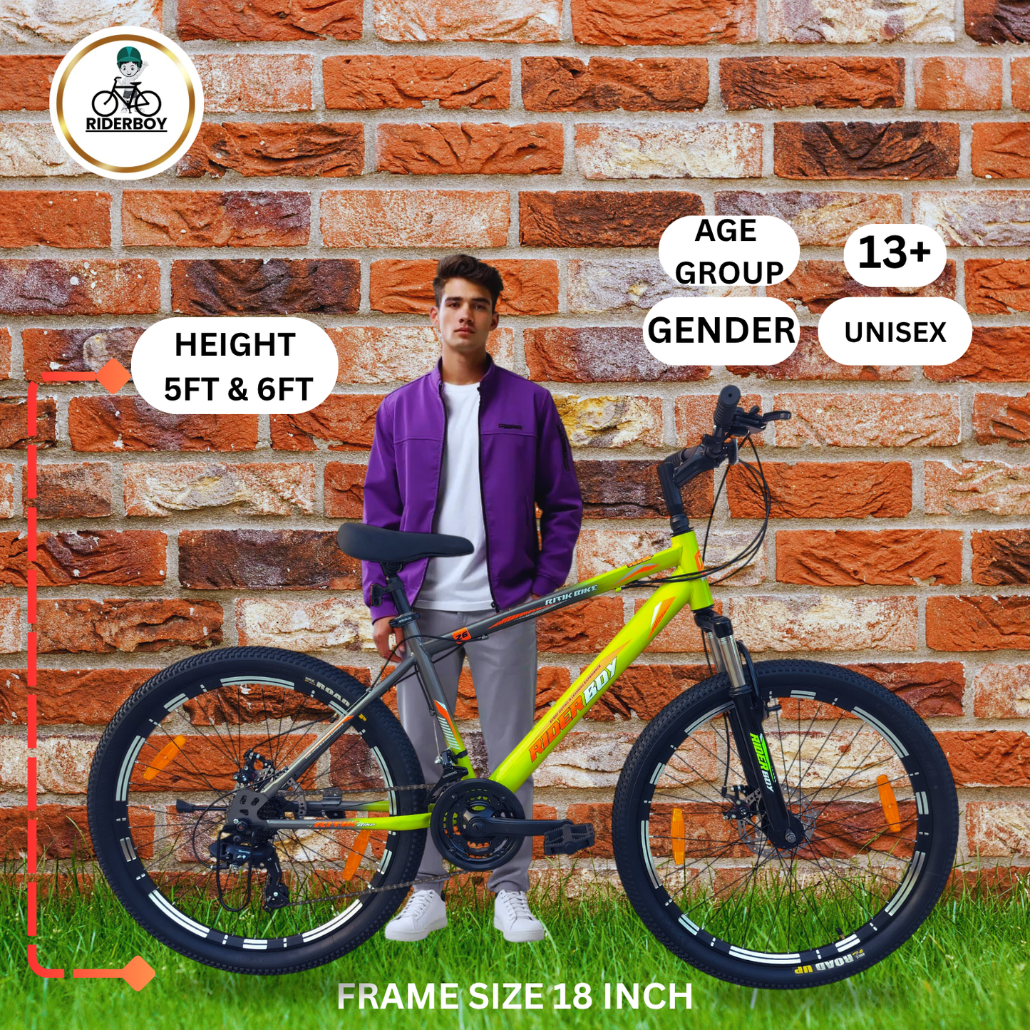 RIDERBOY MTB PRO 21 SPEED DUAL DISC /Hardtail 26 T (inch) Mountain Cycle (21 Gear, Green Grey, Only Front Suspension)