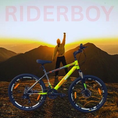 RIDERBOY MTB PRO 21 SPEED DUAL DISC /Hardtail 26 T (inch) Mountain Cycle (21 Gear, Green Grey, Only Front Suspension)