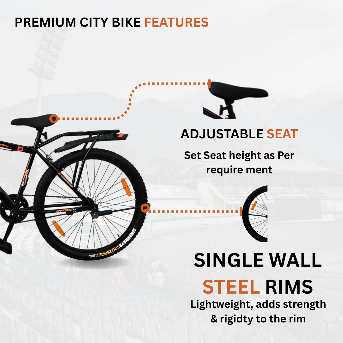 RIDERBOY City Bike 26 inchi Black