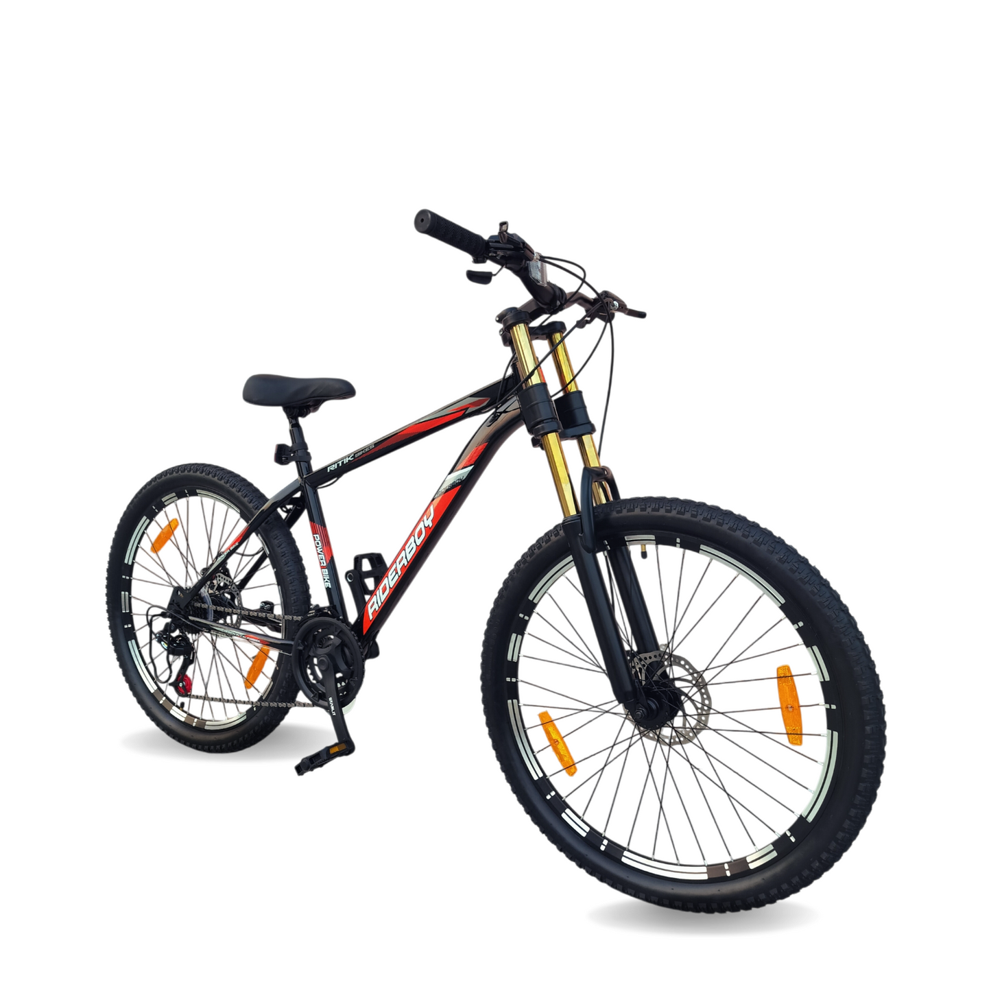 RIDERBOY 26T Steel Frame Mountain Bike with Double Crown Suspension | 21 Speed Gear | Premium MTB Cycle