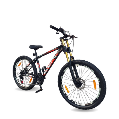 RIDERBOY 26T Steel Frame Mountain Bike with Double Crown Suspension | 21 Speed Gear | Premium MTB Cycle