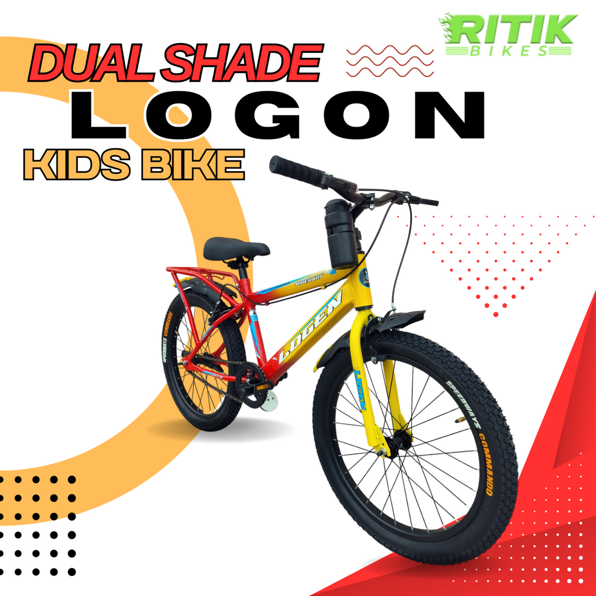 Logon Kids cycle with Inbuilt carrier 20 T (inch) Road Cycle  (Single Speed, Black Red, Rigid)