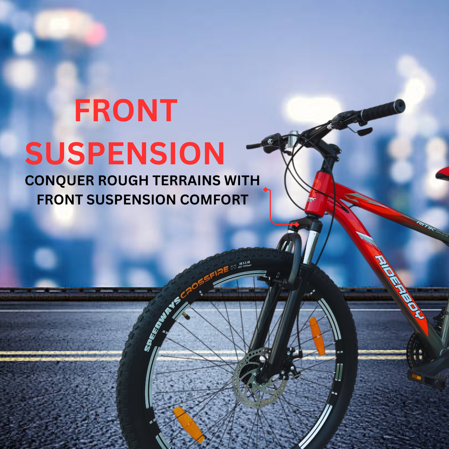 RIDERBOY PRO 21 Gear DUAL DISC /Hardtail 26 T (inch) Red Grey