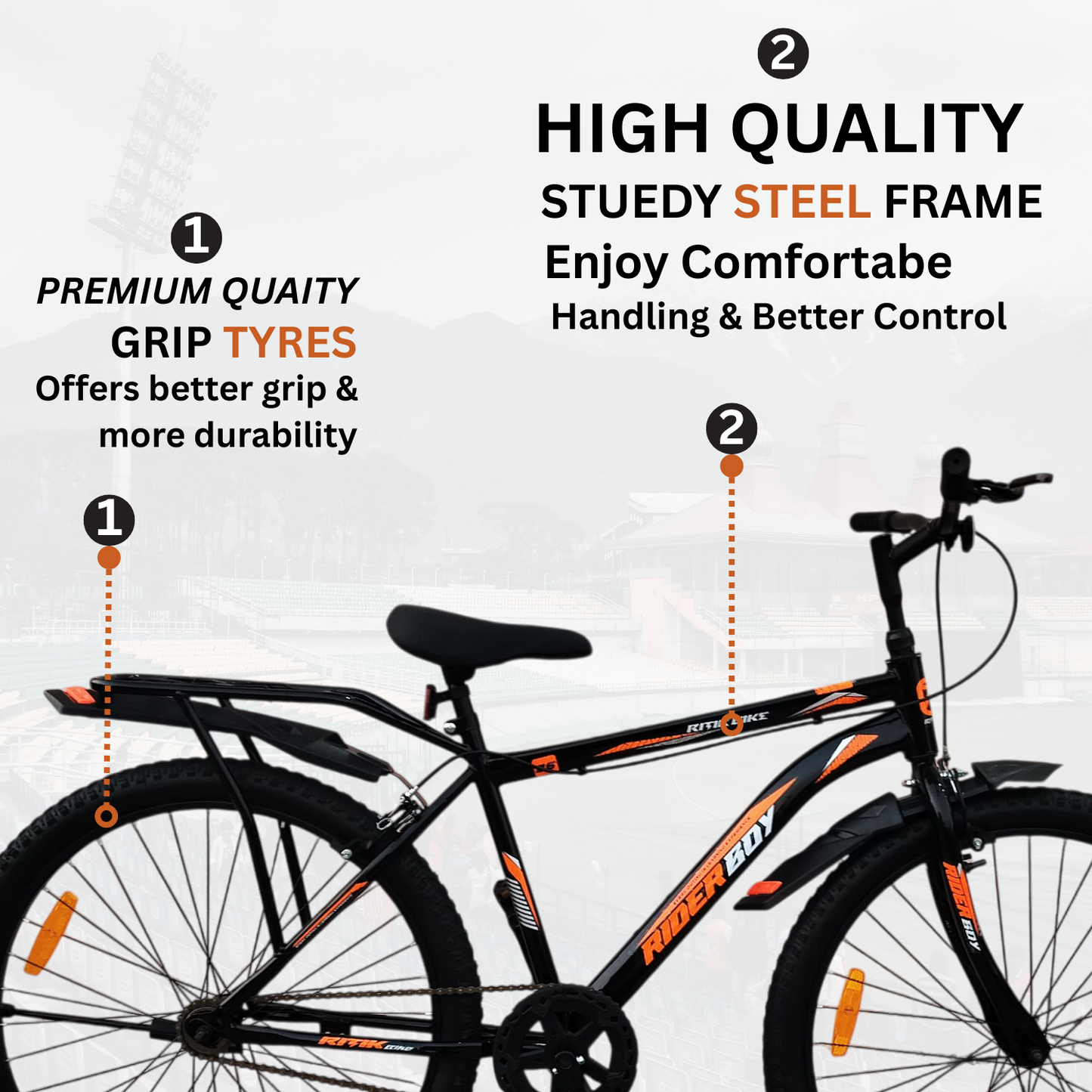 RIDERBOY City Bike 26 inchi Black