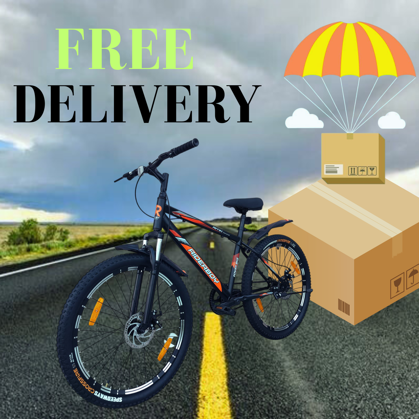 RIDERBOY MTB 26T With Front and Disc Mat Black 26 T (inch) Mountain Cycle (Single Speed, Green, Grey