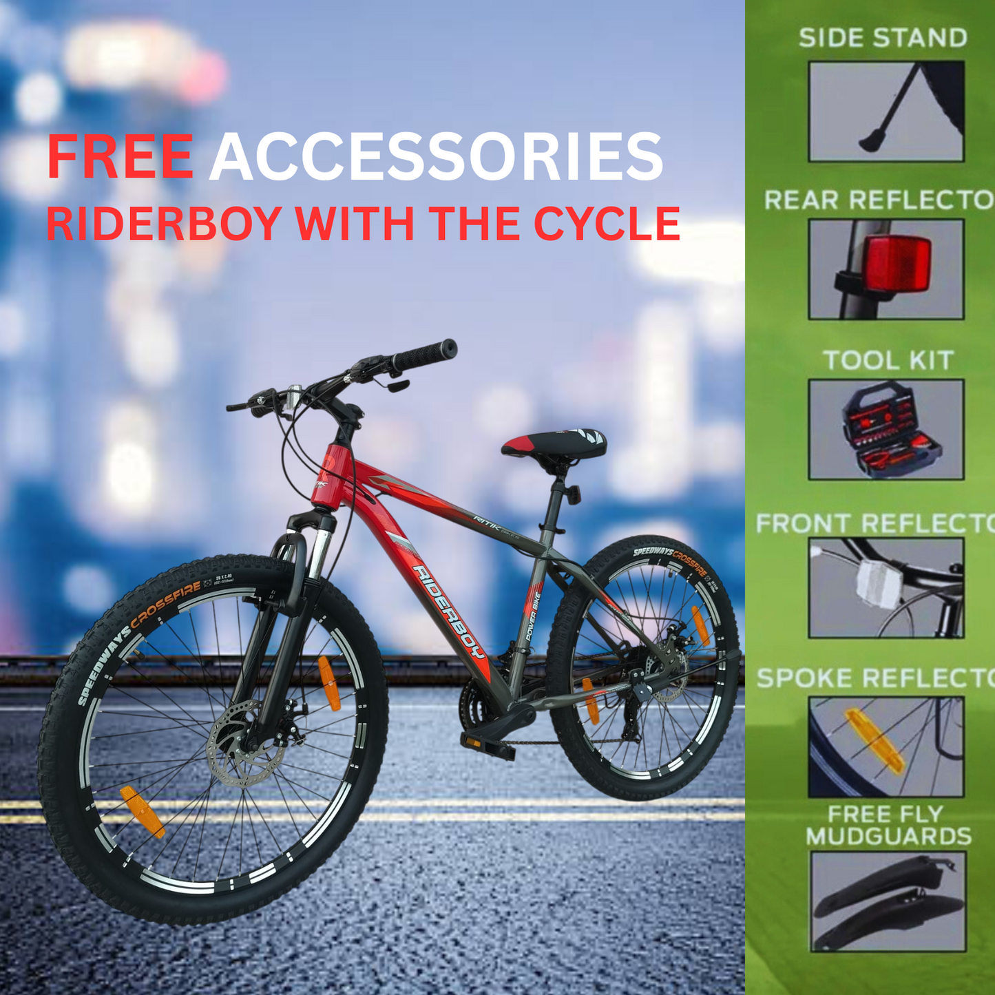 RIDERBOY PRO 21 Gear DUAL DISC /Hardtail 26 T (inch) Red Grey