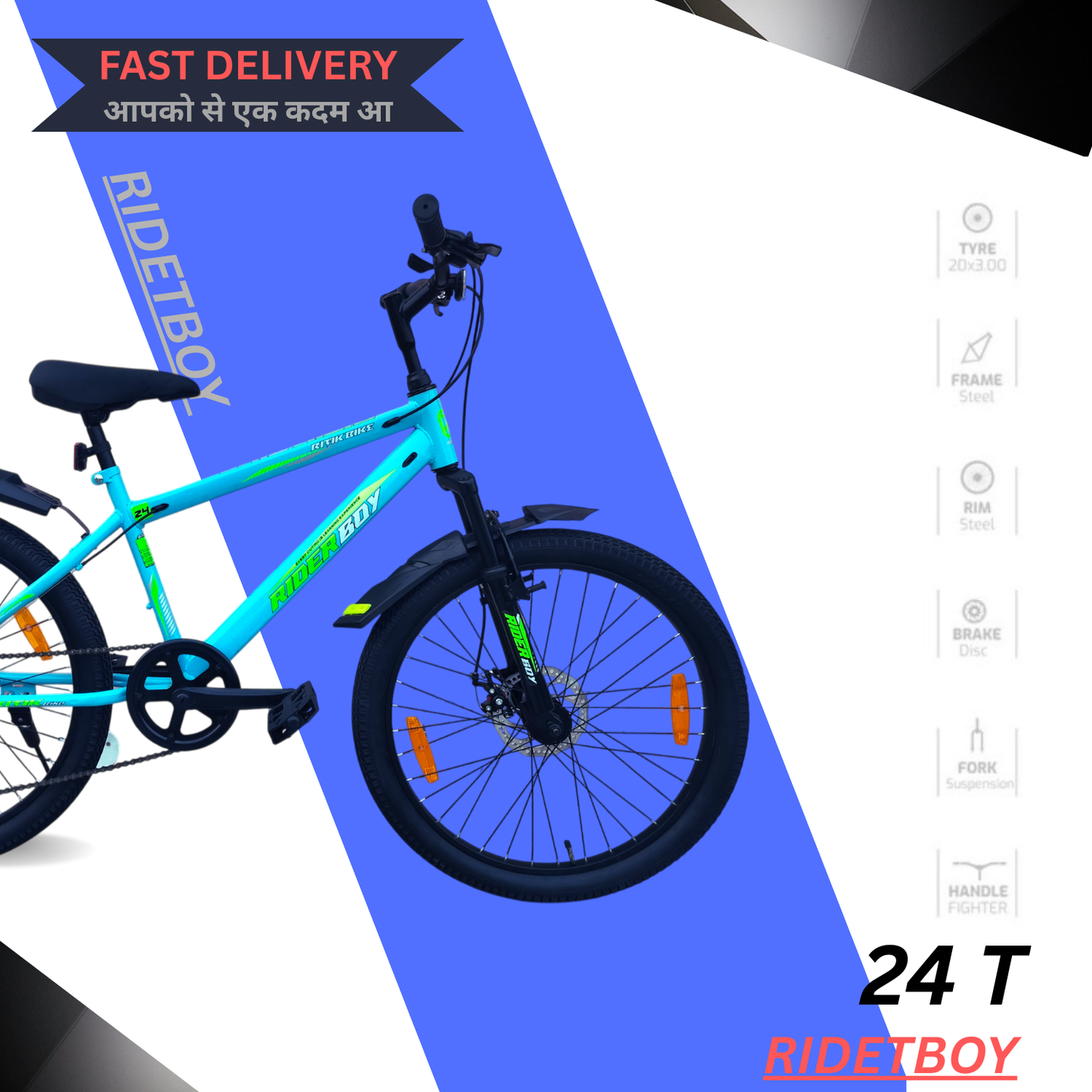 RIDERBOY PRO 7 SPEED DUAL DISC /Hardtail 24 T (inch) Blue