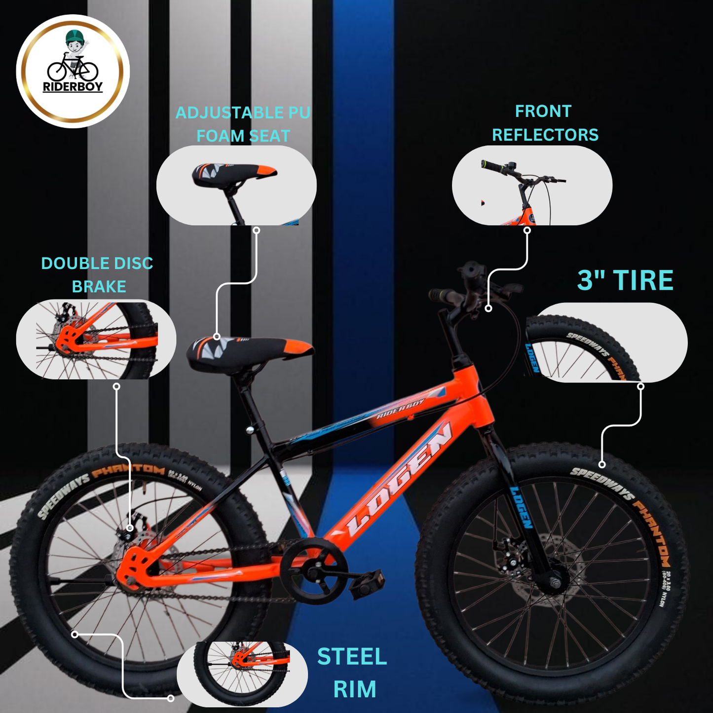 LOGEN 20T BMX DOUBLE DISC FAT TYRES