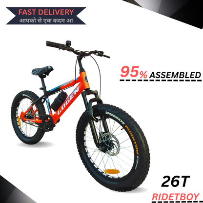 RIDERBOY Fat Bike Wheel-20x300 | Blk/Or | Age 5-8Years