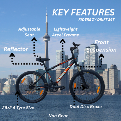 RIDERBOY 24T Bicycle Boys & Girls 24 T (inch) BMX Cycle  (Single Speed, Mat Black,