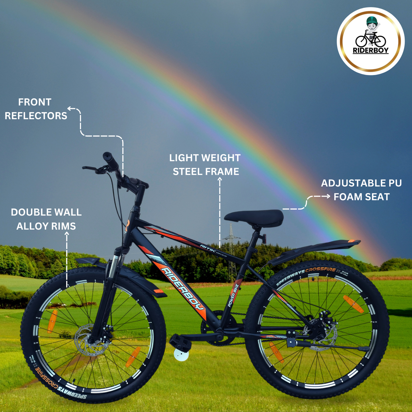 RIDERBOY MTB 26T With Front and Disc Mat Black 26 T (inch) Mountain Cycle (Single Speed, Green, Grey