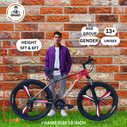 RIDERBOY 26 Inch Mountain Bike 21 Gear Mag Wheel 3/6-Spoke Wheels