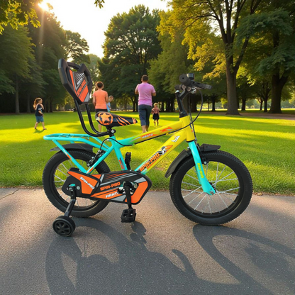 RIDERBOY 16T Cycle for Kids 3 to 7 Years - Bike for Boys and Girls - 85% Green, Orange Rigid