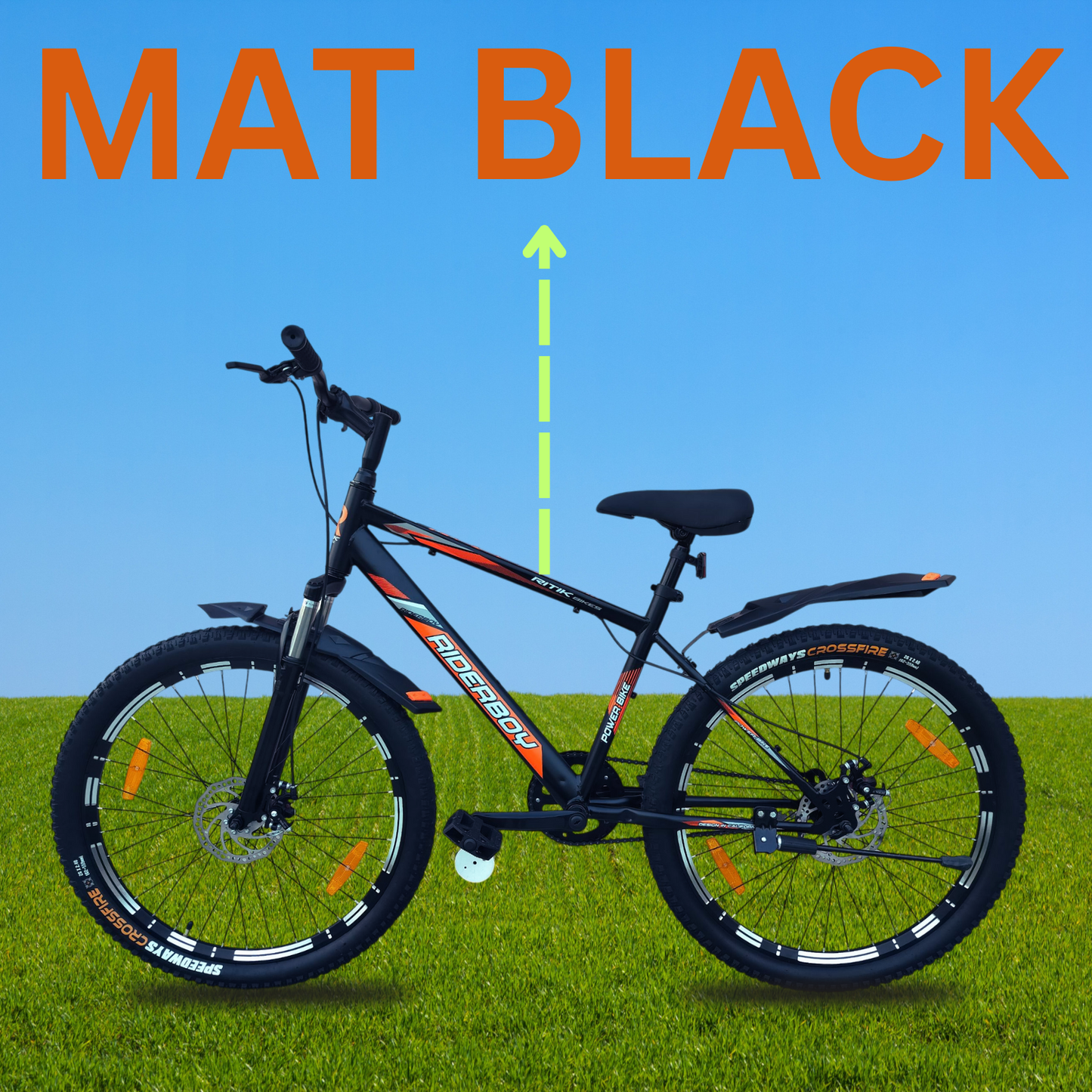 RIDERBOY MTB 26T With Front and Disc Mat Black 26 T (inch) Mountain Cycle (Single Speed, Green, Grey